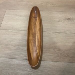Hand Carved Oak Hard Wood Elongated Canoe Bowl 20”x4.5”